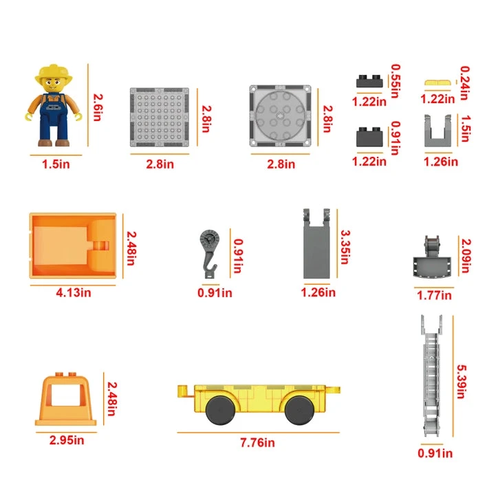 Magnet Tile Building Blocks 3-in-1 Crane, Dump Truck, Ladder 4 Magnet Tile Building Blocks 3-in-1 Crane, Dump Truck, Ladder - Image 2