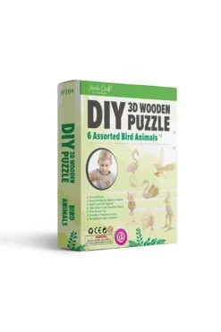 DIY 3D Wooden Puzzle 6 Ct, Bird Animals