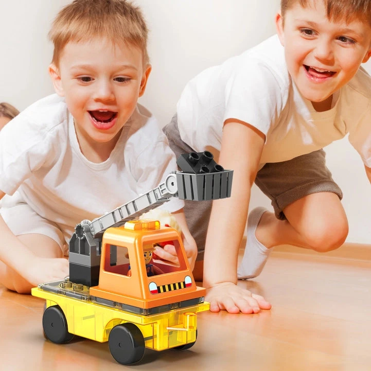 Magnet Tile Building Blocks 3-in-1 Crane, Dump Truck, Ladder 5 Magnet Tile Building Blocks 3-in-1 Crane, Dump Truck, Ladder - Image 3