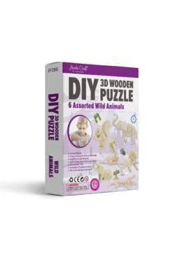 DIY 3D Wooden Puzzle 6 Ct, Wild Animals