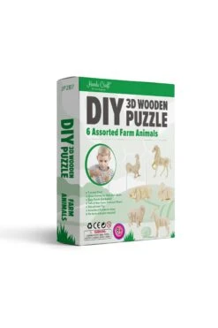 DIY 3D Wooden Puzzle 6 Ct, Farm Animals