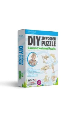 DIY 3D Wooden Puzzle 6 Ct, Sea Animals