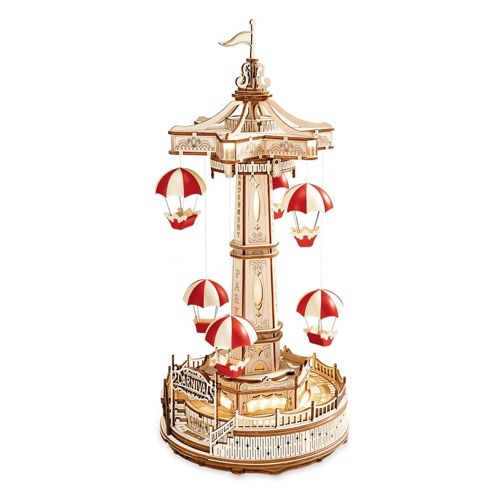 Electro-Mechanical Wooden Puzzle: Parachute Tower 3 Electro-Mechanical Wooden Puzzle: Parachute Tower