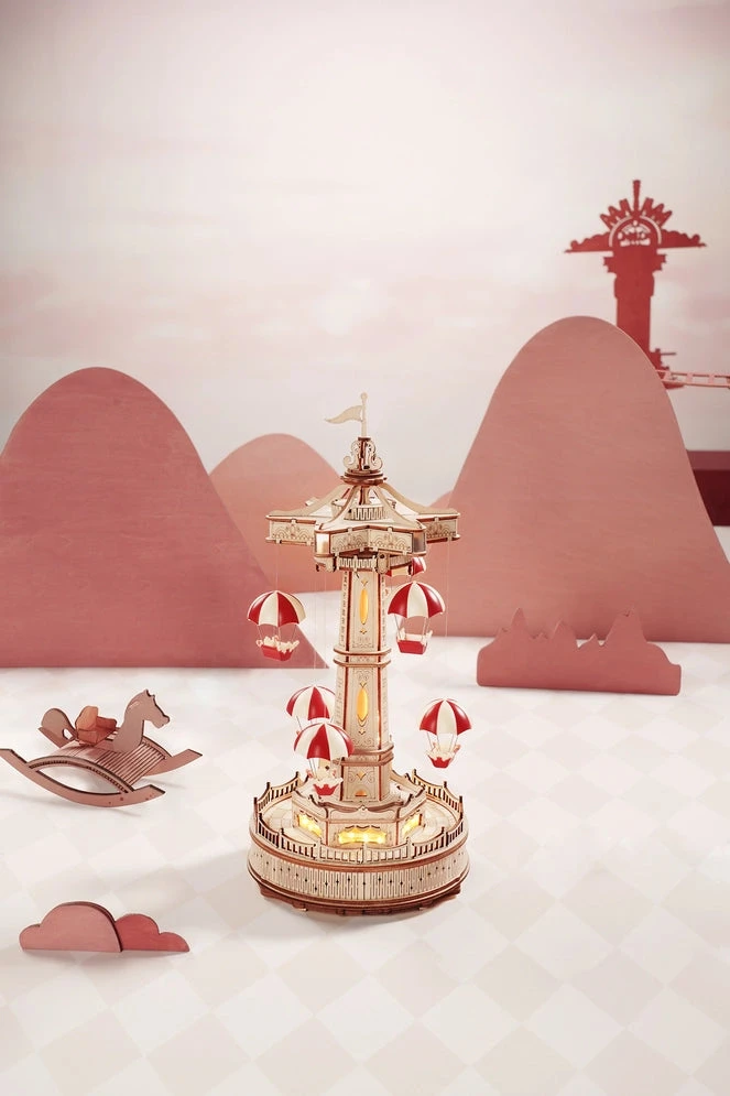 Electro-Mechanical Wooden Puzzle: Parachute Tower 4 Electro-Mechanical Wooden Puzzle: Parachute Tower - Image 2