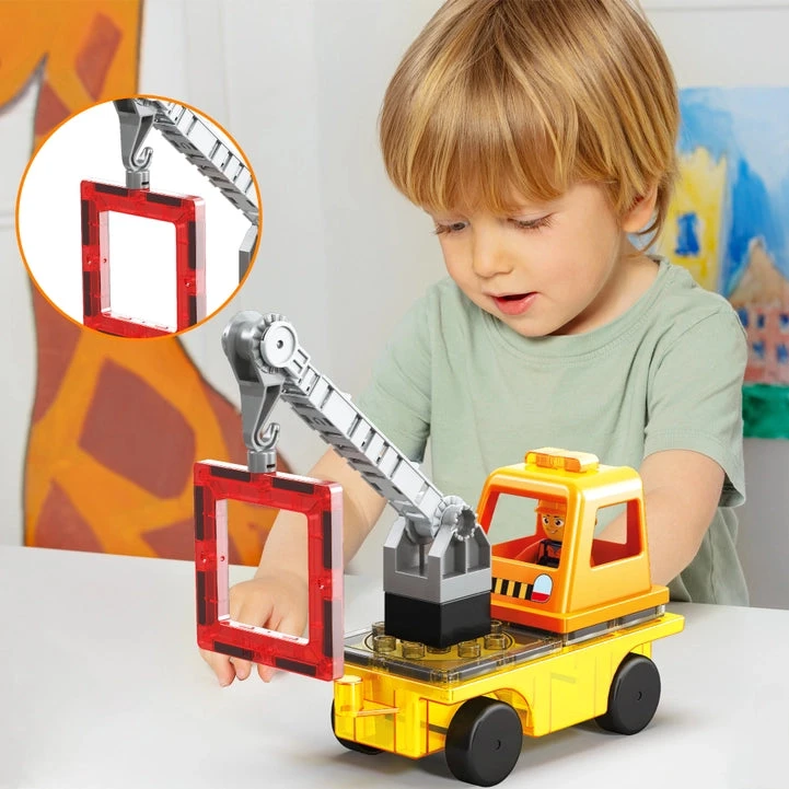 Magnet Tile Building Blocks 3-in-1 Crane, Dump Truck, Ladder 6 Magnet Tile Building Blocks 3-in-1 Crane, Dump Truck, Ladder - Image 4